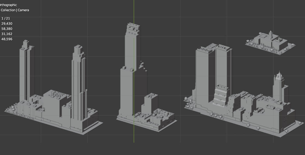 City Downtown Skyscraper Low-poly 3D model_4