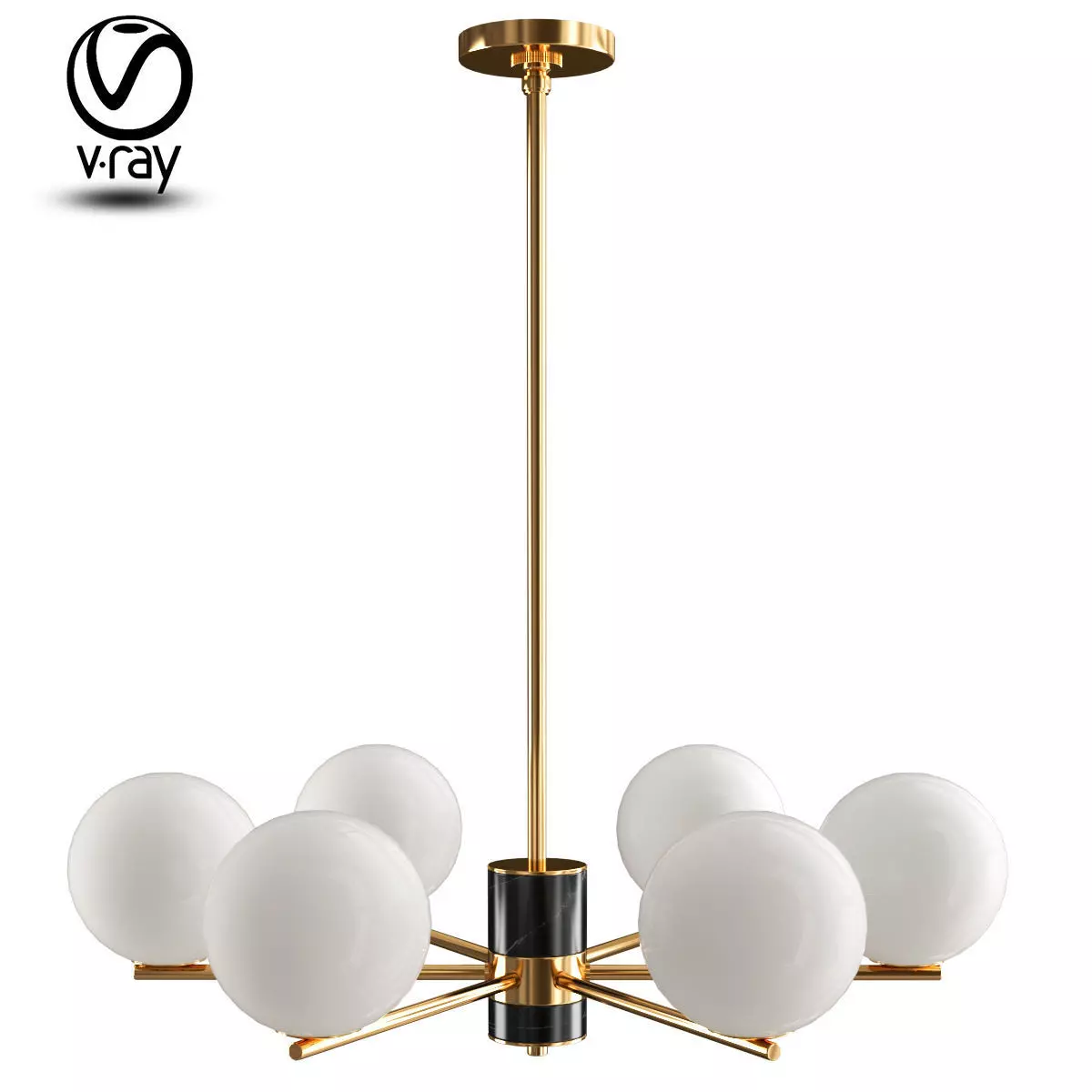 ONTARIO chandelier with six glass balls 3D model