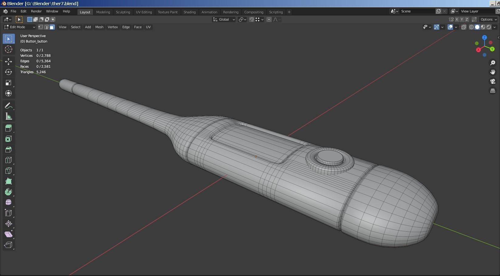 Digital Thermometer Low-poly 3D model_5