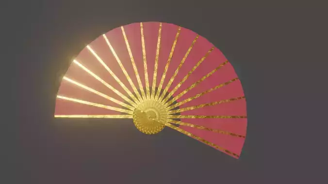 Folding fan Low-poly 3D model