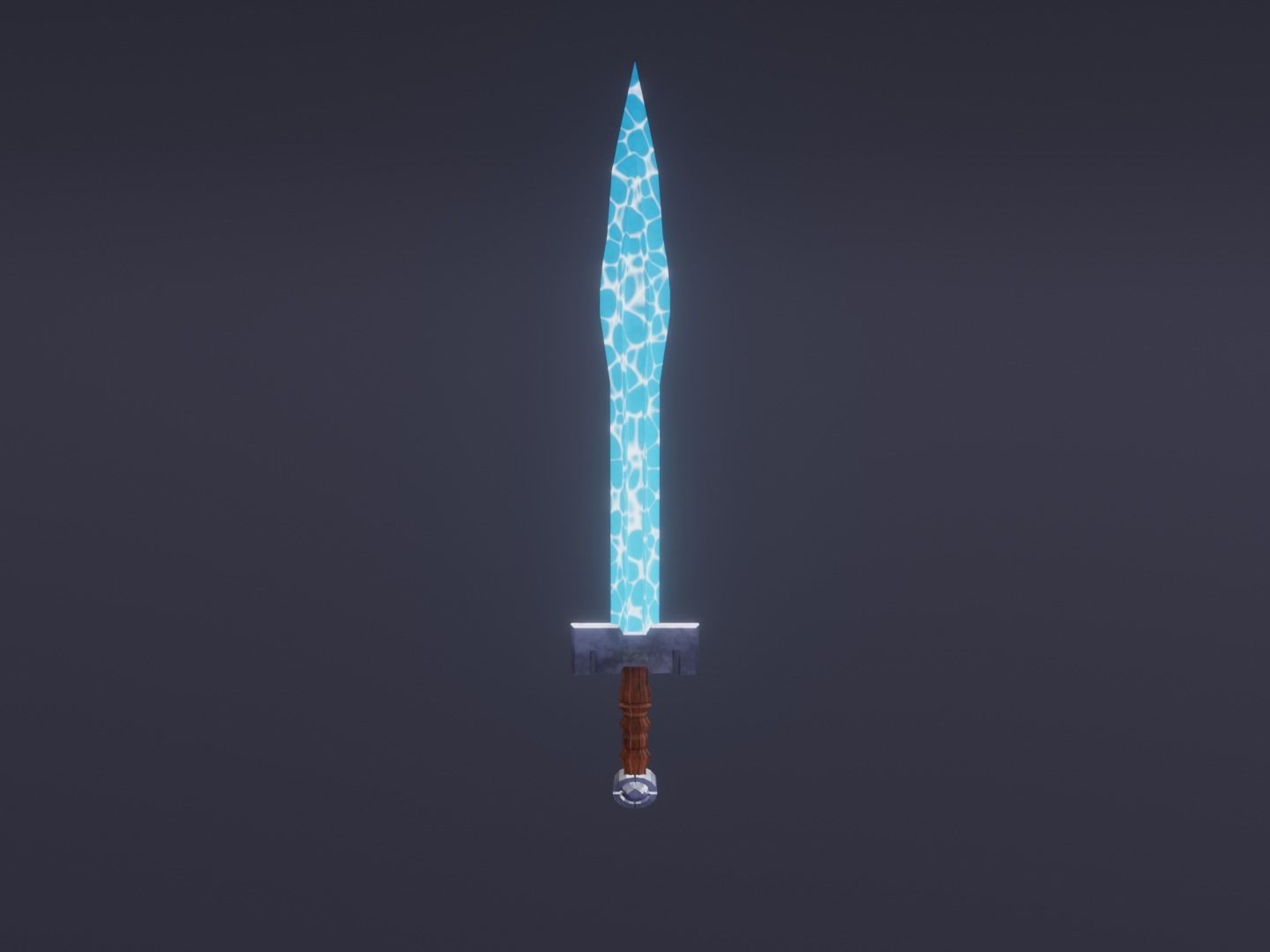 Fantasy Water Sword - Elemental Sword Low-poly 3D model_2
