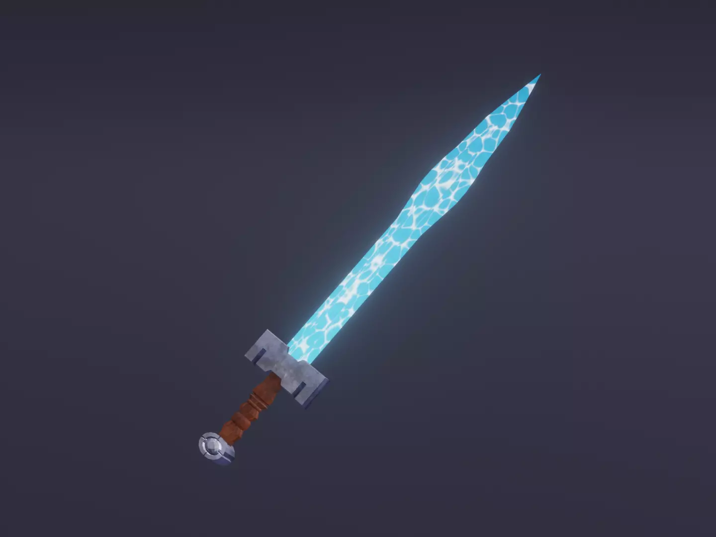 Fantasy Water Sword - Elemental Sword Low-poly 3D model_0