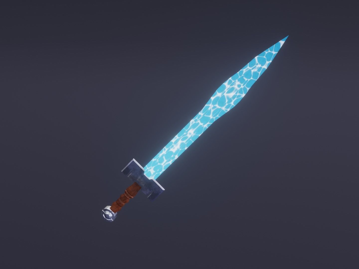 Fantasy Water Sword - Elemental Sword Low-poly 3D model_4