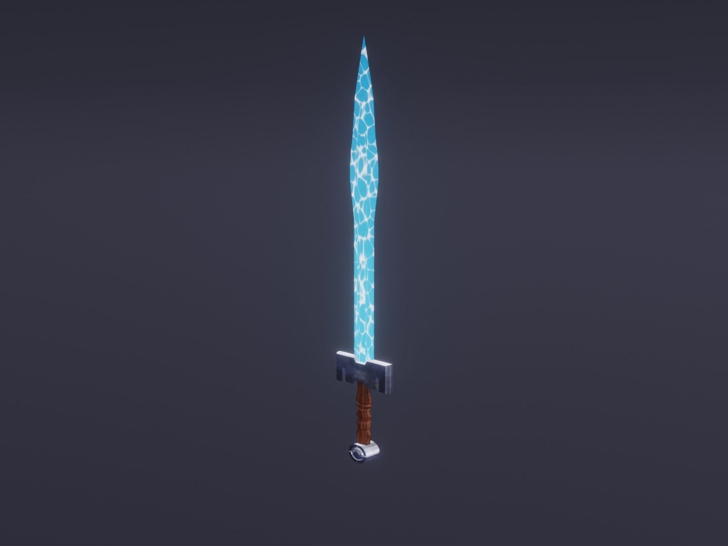 Fantasy Water Sword - Elemental Sword Low-poly 3D model_3