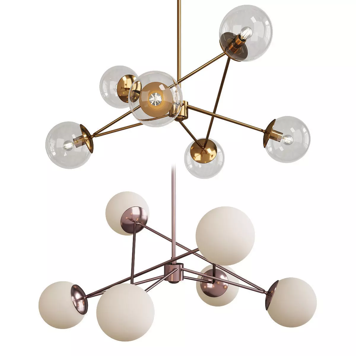 Turenne Largen Dynamic Chandelier Antiqued Brass Low-poly 3D model_0