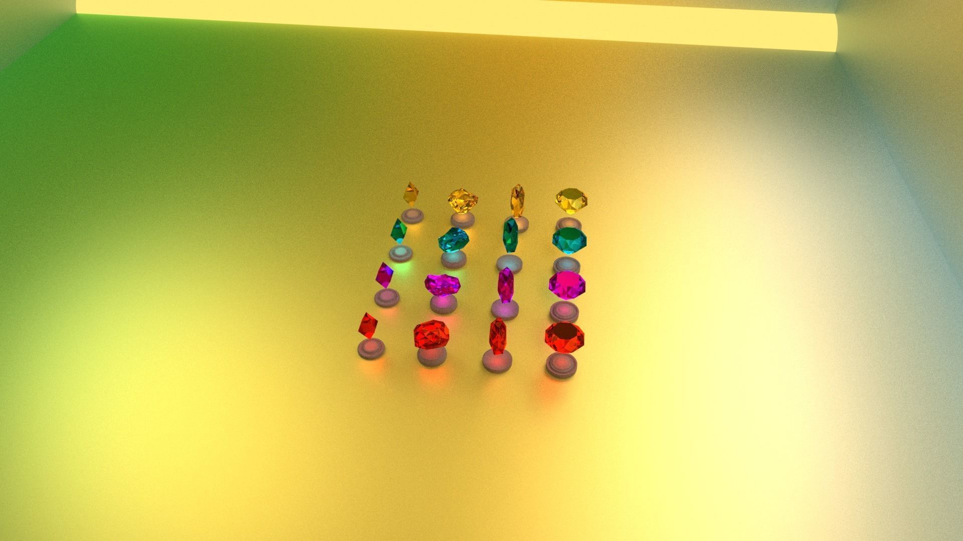 Low Poly Diamonds colorful gems on table Low-poly 3D model_5