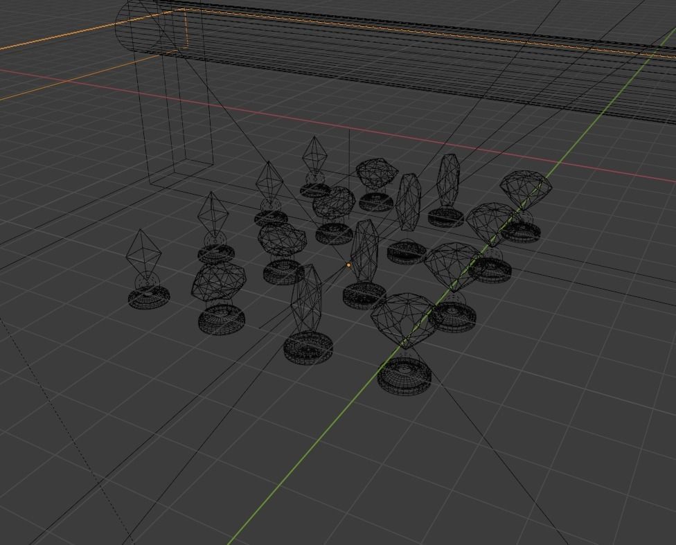 Low Poly Diamonds colorful gems on table Low-poly 3D model_3