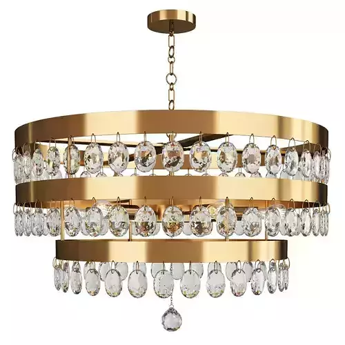 Perla 6 Light Chandelier Antiqued Gold Low-poly 3D model