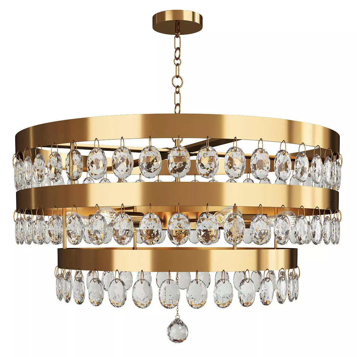 Perla 6 Light Chandelier Antiqued Gold Low-poly 3D model_0