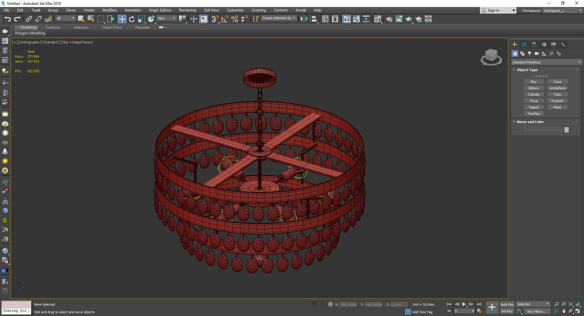 Perla 6 Light Chandelier Antiqued Gold Low-poly 3D model_3