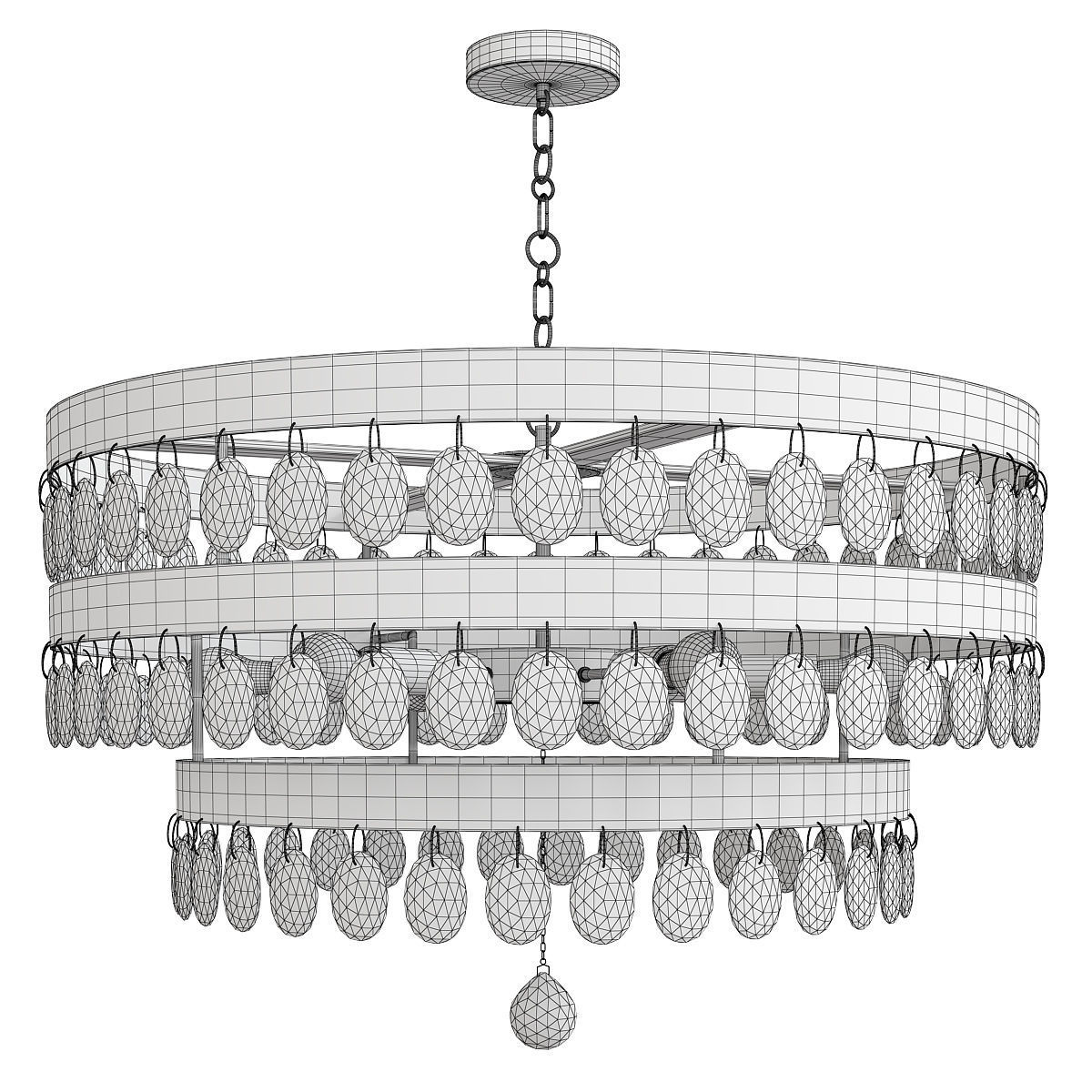 Perla 6 Light Chandelier Antiqued Gold Low-poly 3D model_1