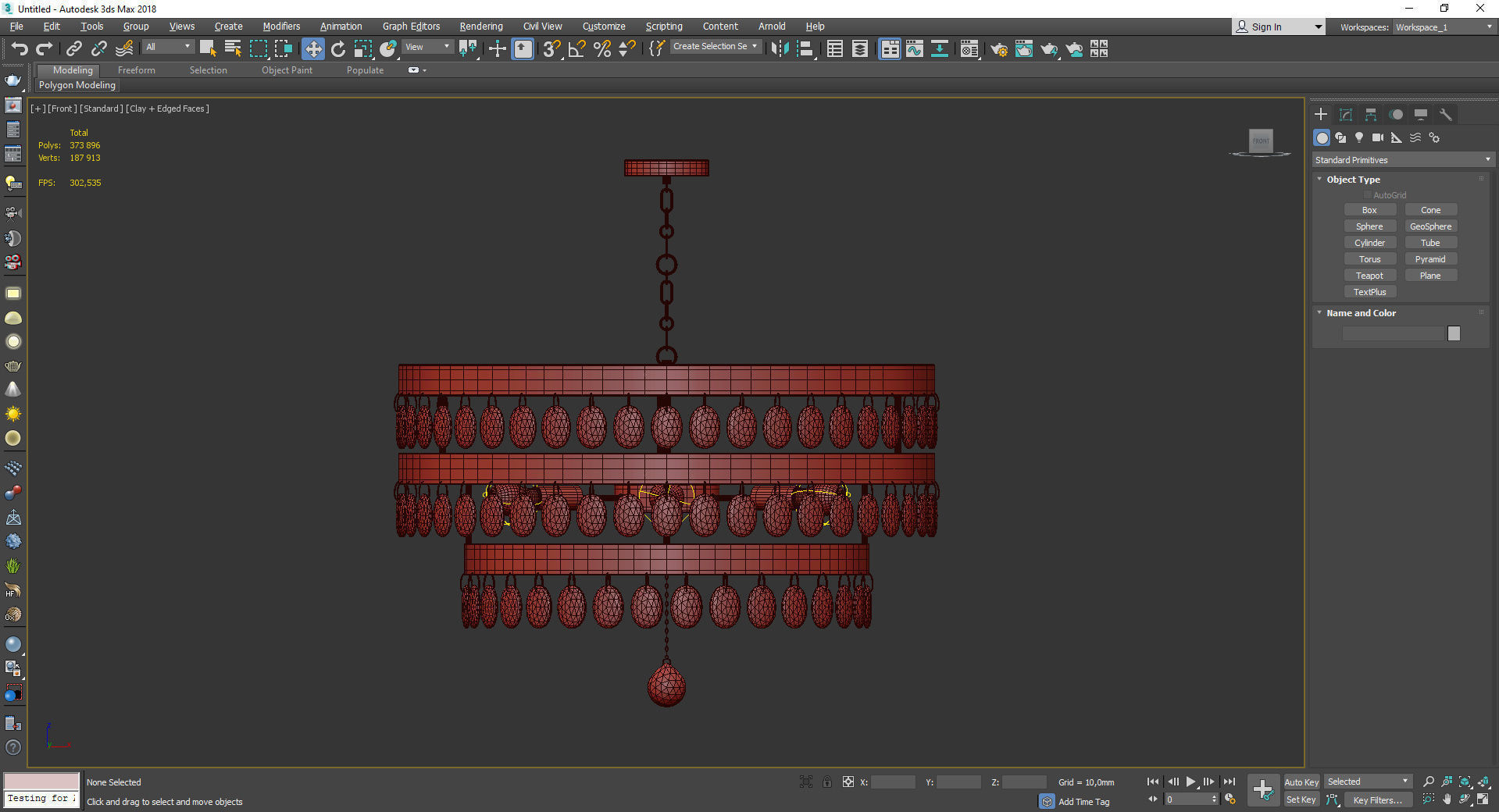 Perla 6 Light Chandelier Antiqued Gold Low-poly 3D model_2