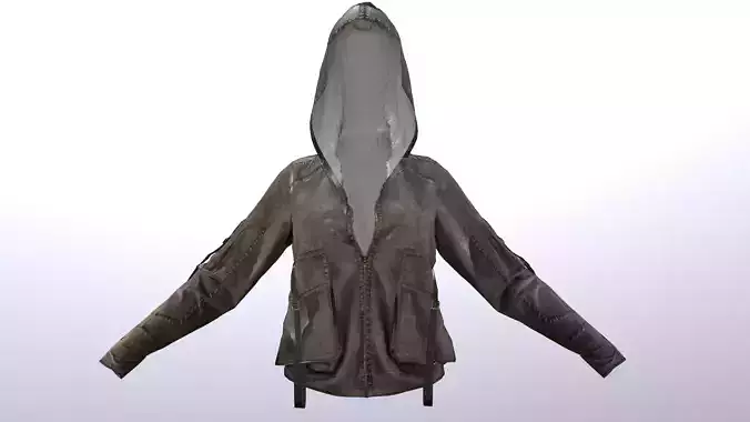 Hooded Leather Jacket 1 Low-poly 3D model