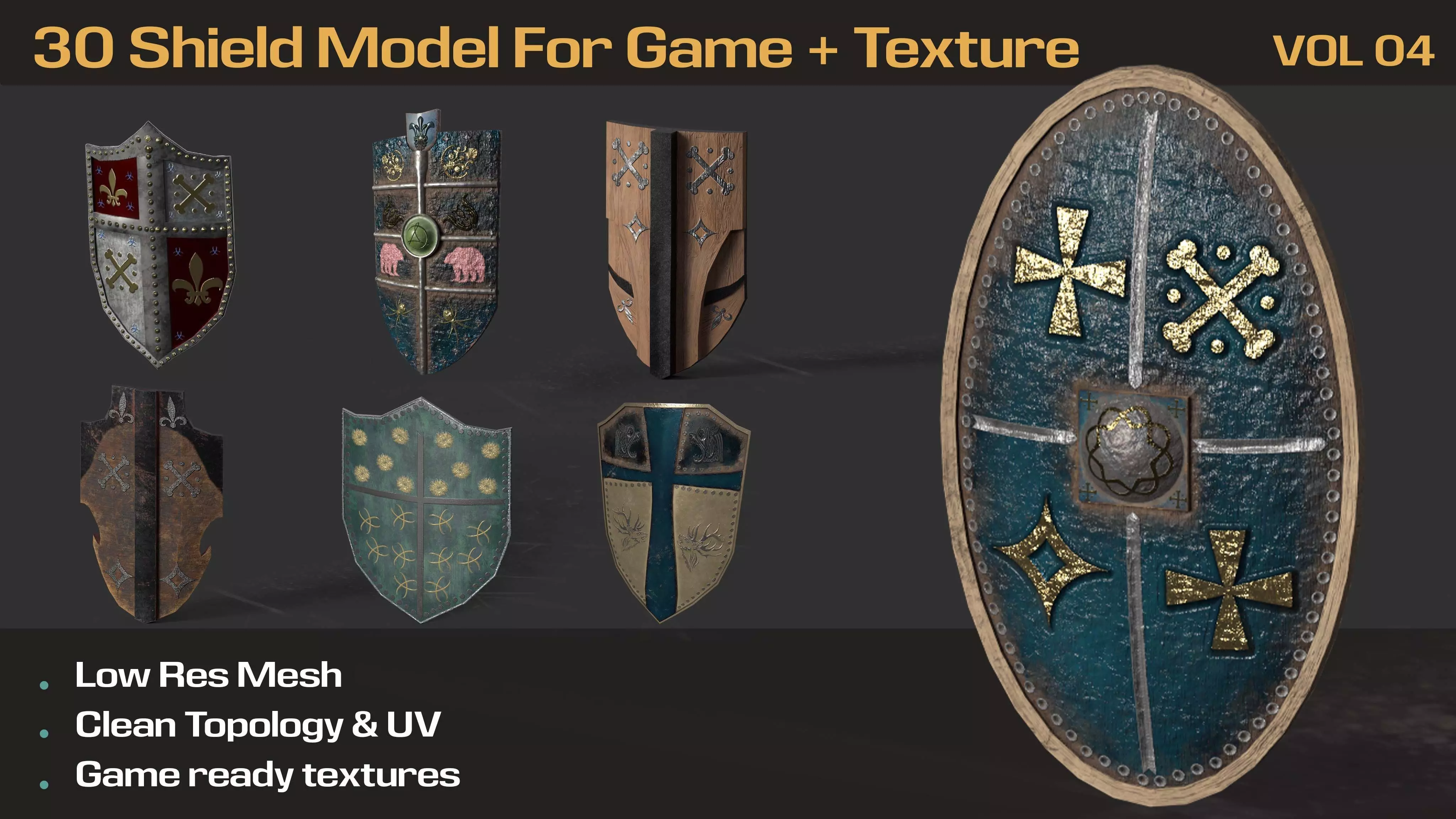 Shield Models Game Ready Texture Low-poly 3D model_0