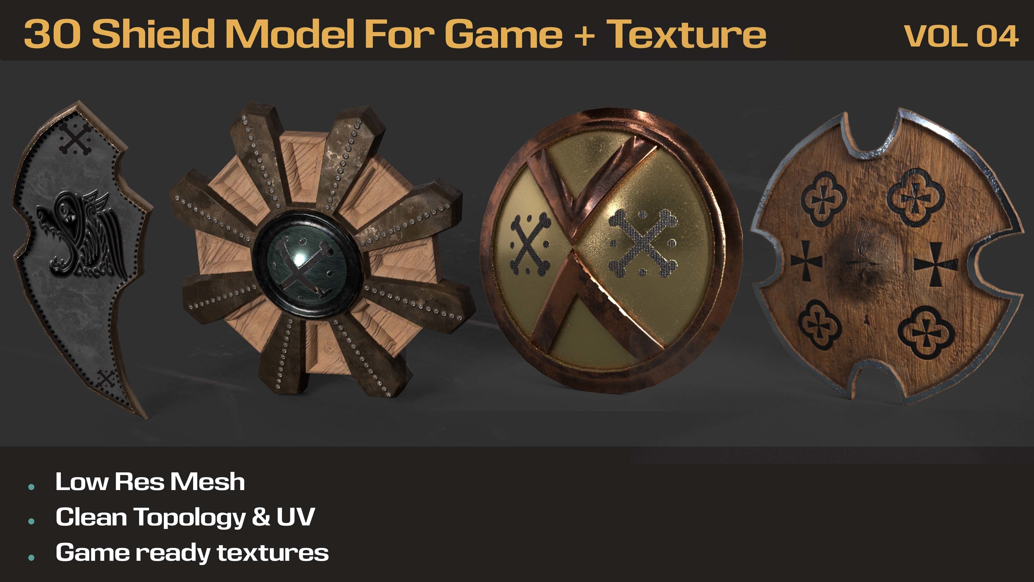 Shield Models Game Ready Texture Low-poly 3D model_4