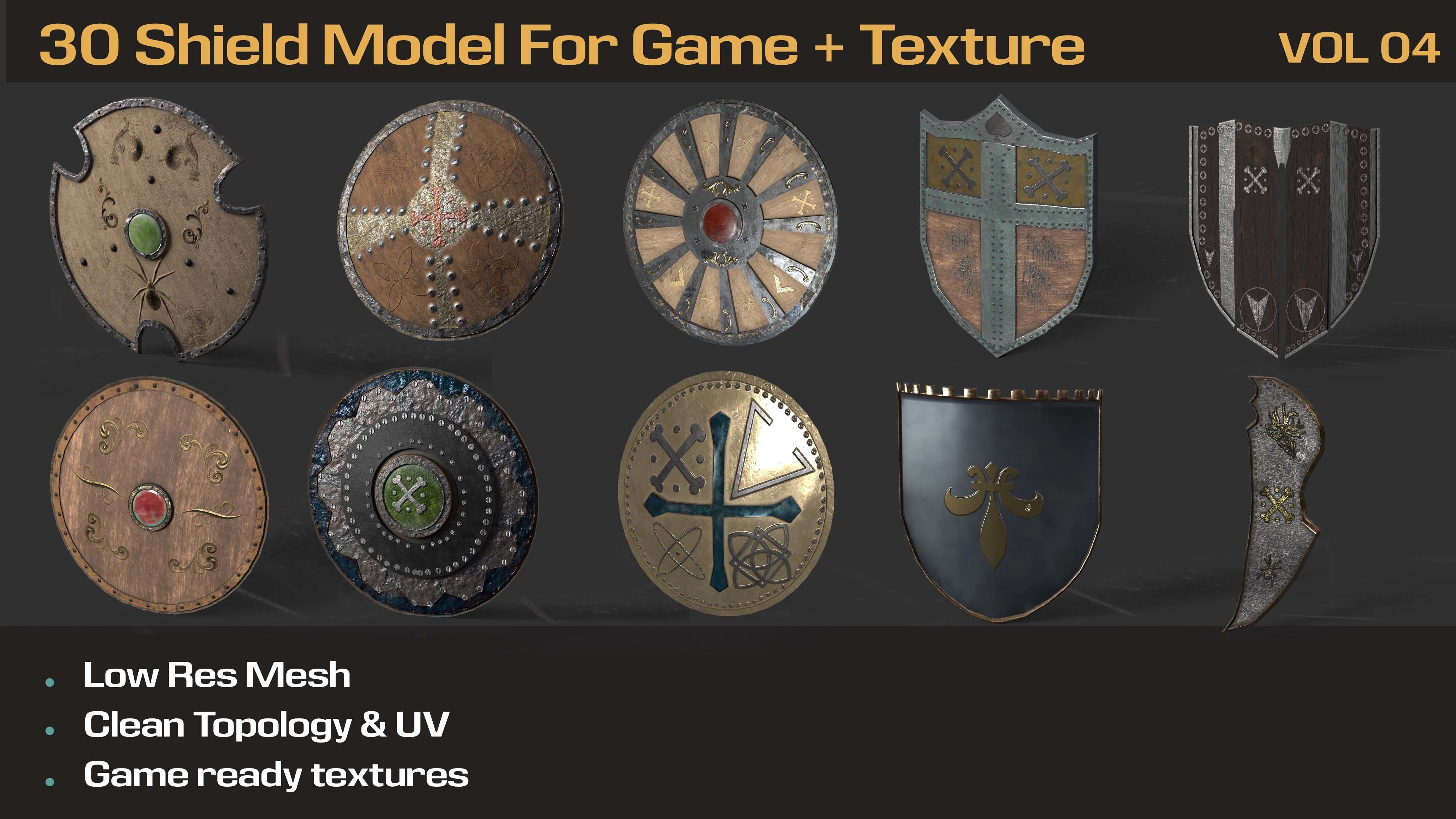 Shield Models Game Ready Texture Low-poly 3D model_1