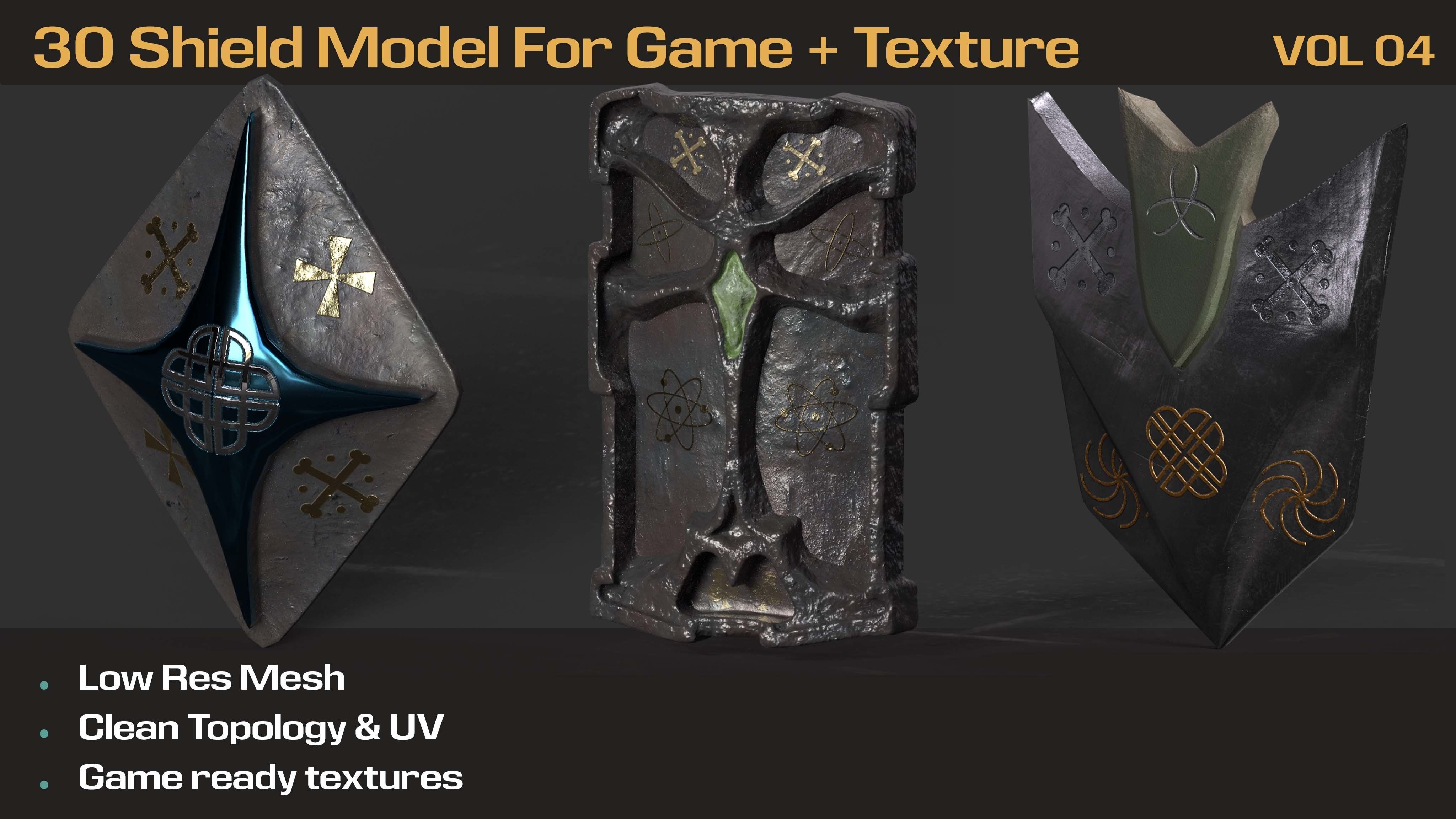 Shield Models Game Ready Texture Low-poly 3D model_2