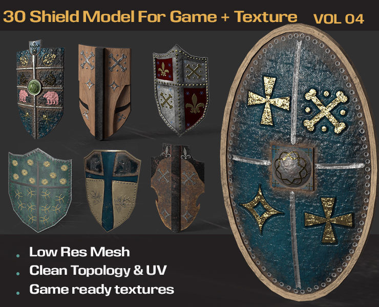 Shield Models Game Ready Texture Low-poly 3D model_6