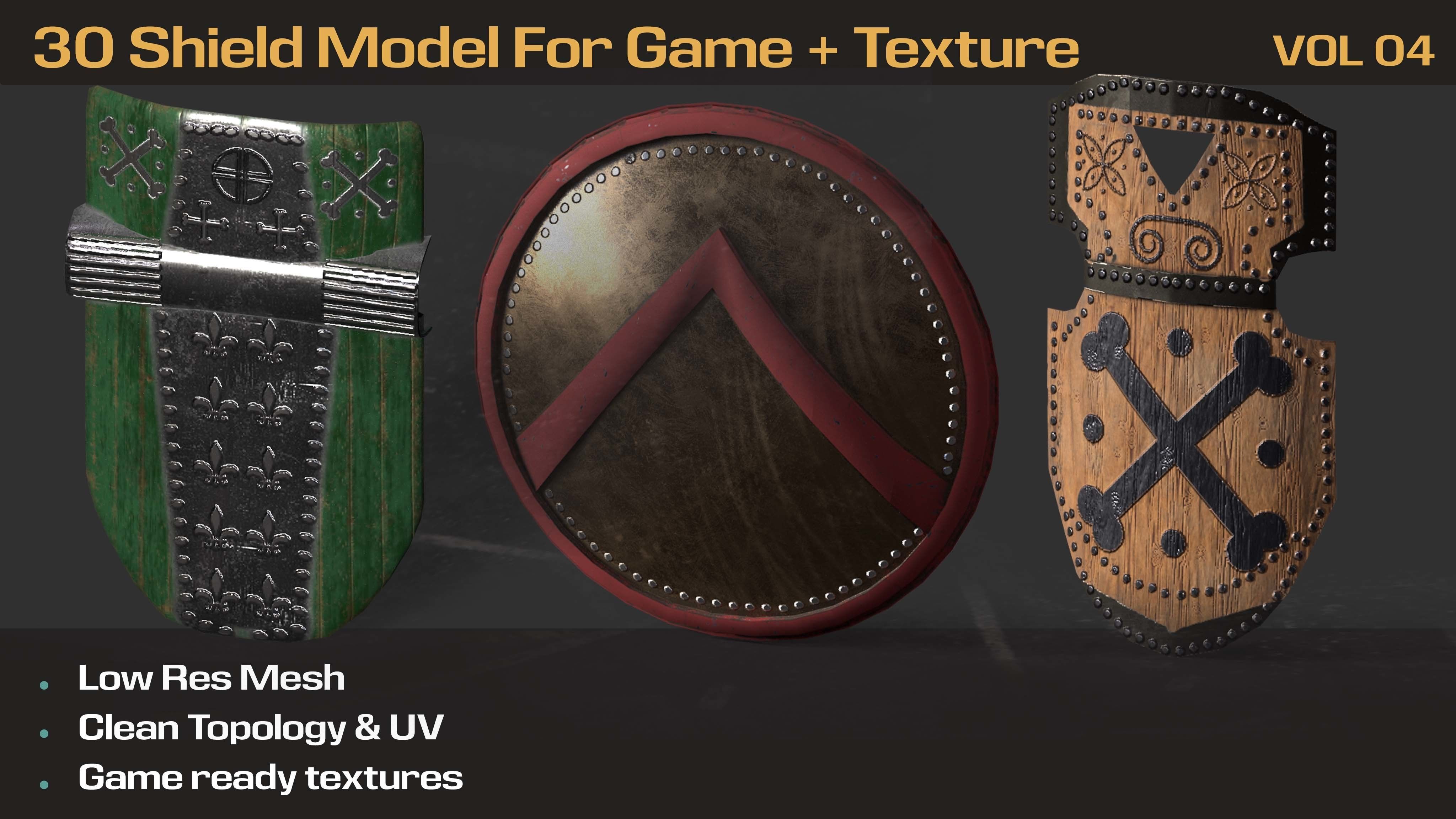 Shield Models Game Ready Texture Low-poly 3D model_3