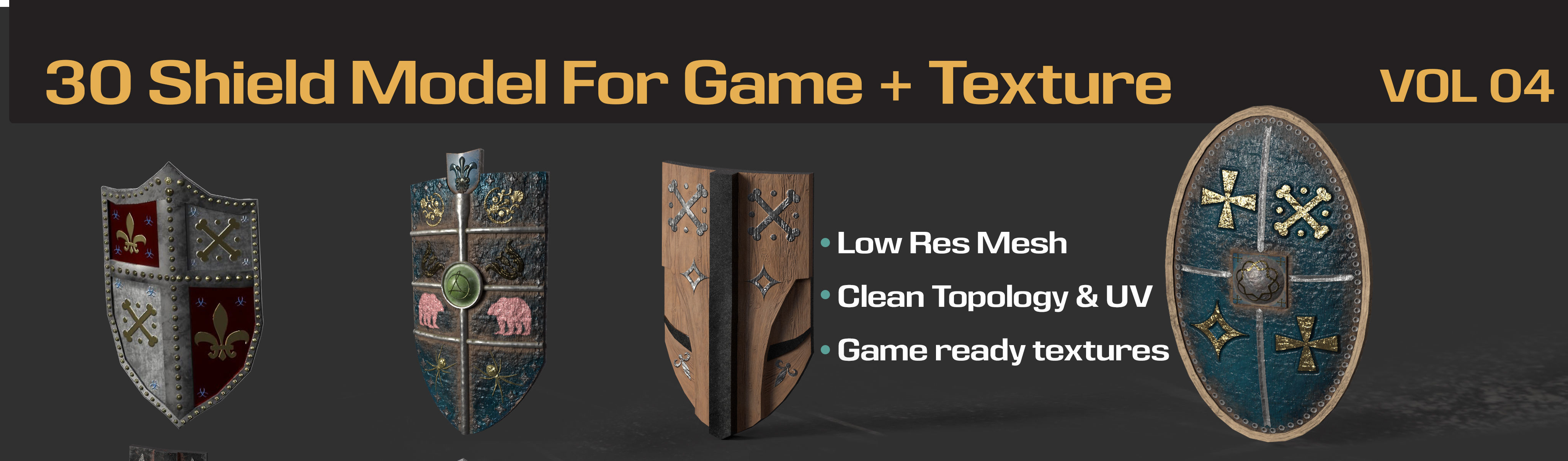 Shield Models Game Ready Texture Low-poly 3D model_5