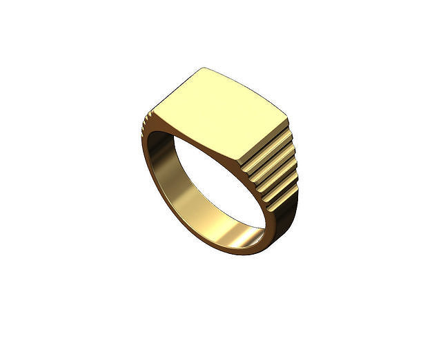 Stepped rounded rectangular signet ring US sizes 5to11 3D print model