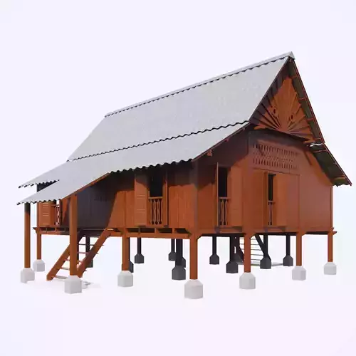 Traditional Malay House Tiang 12 Vernacular Architecture  3D model