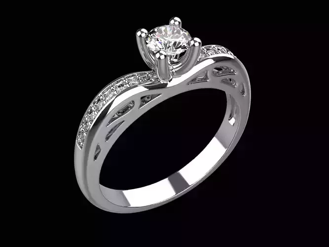 Eng 001-Engagement ring for 010ct and 025ct center stones 3D print model