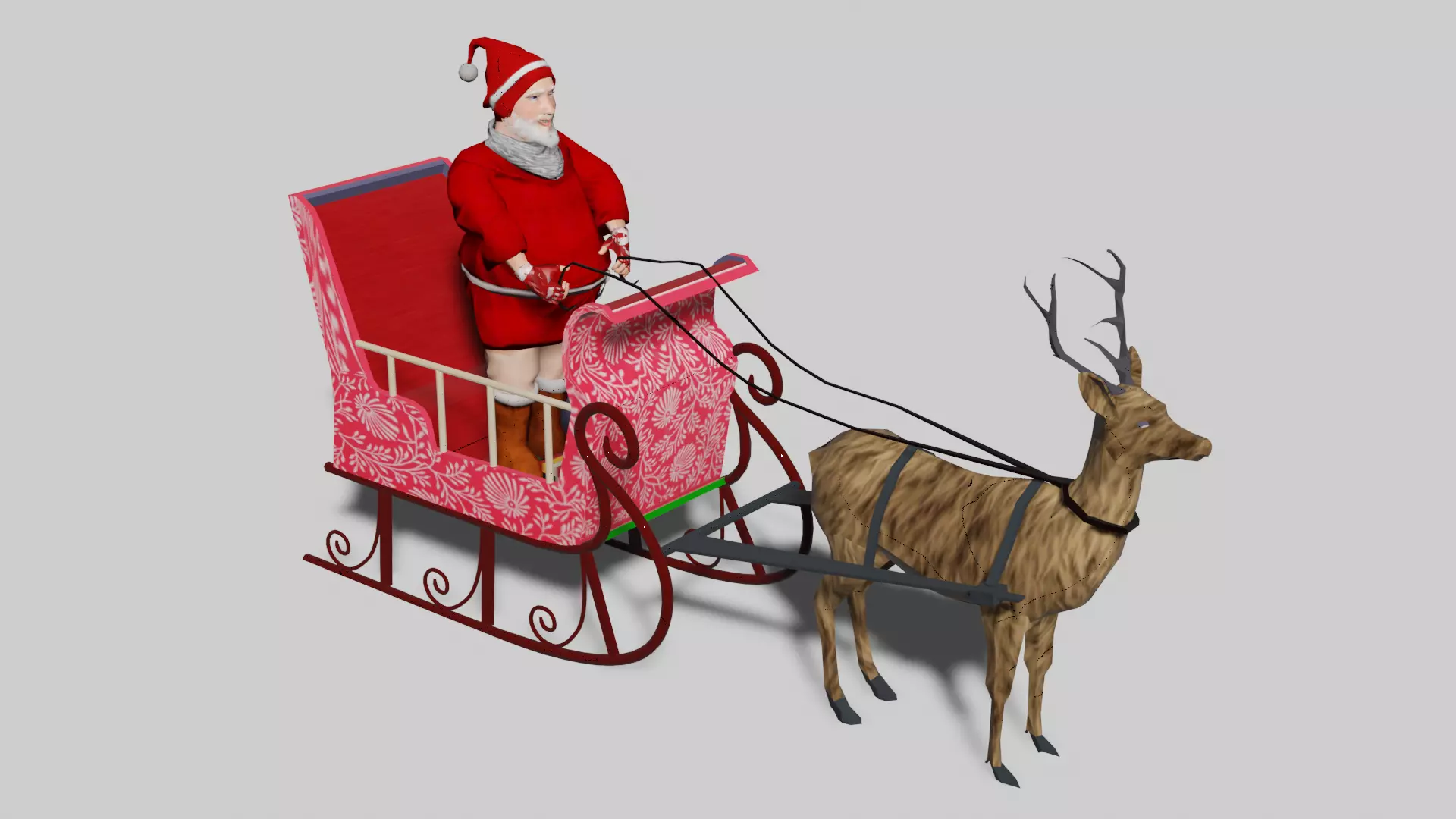 Santa claus Low-poly 3D model_0