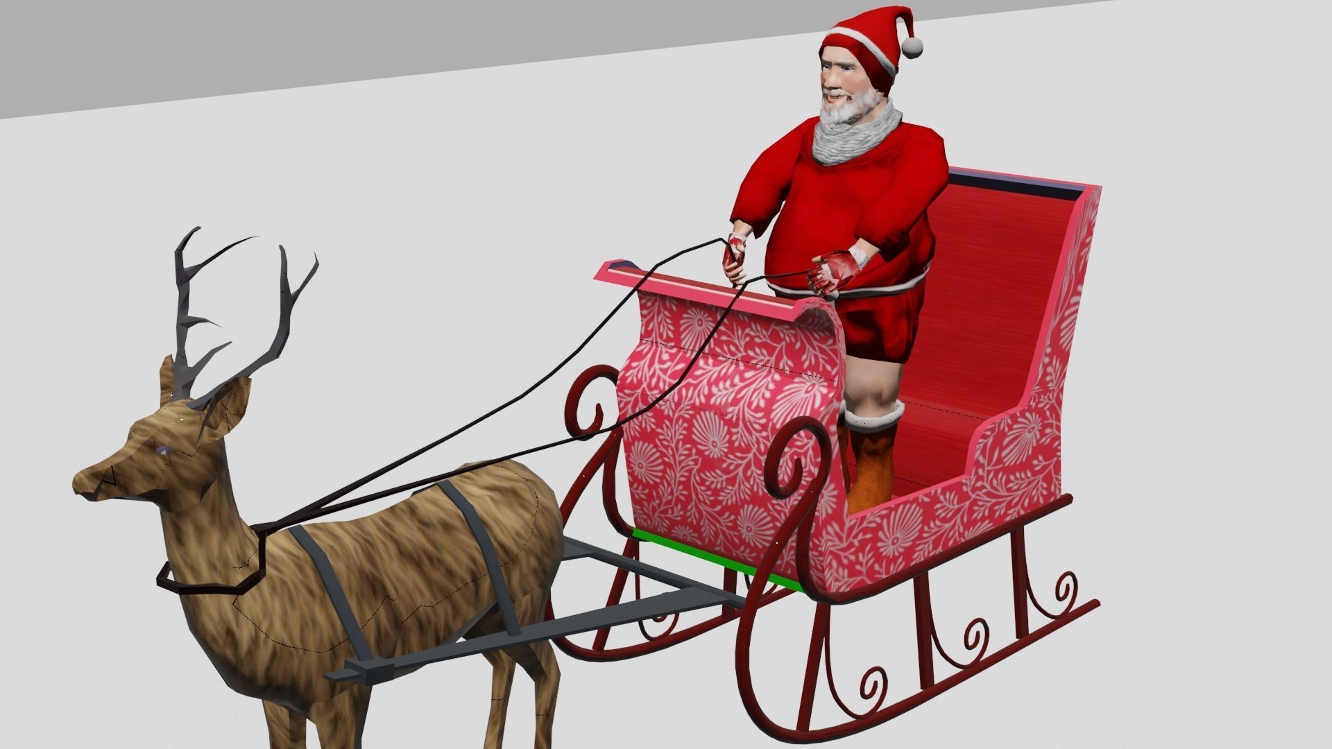 Santa claus Low-poly 3D model_1