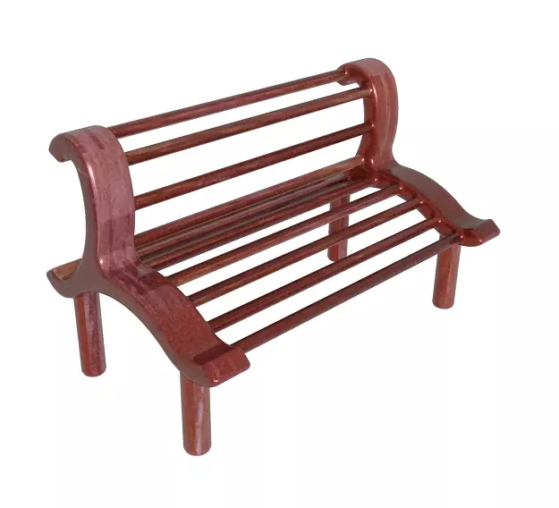 Wooden Polish Bench Low-poly 3D model_0