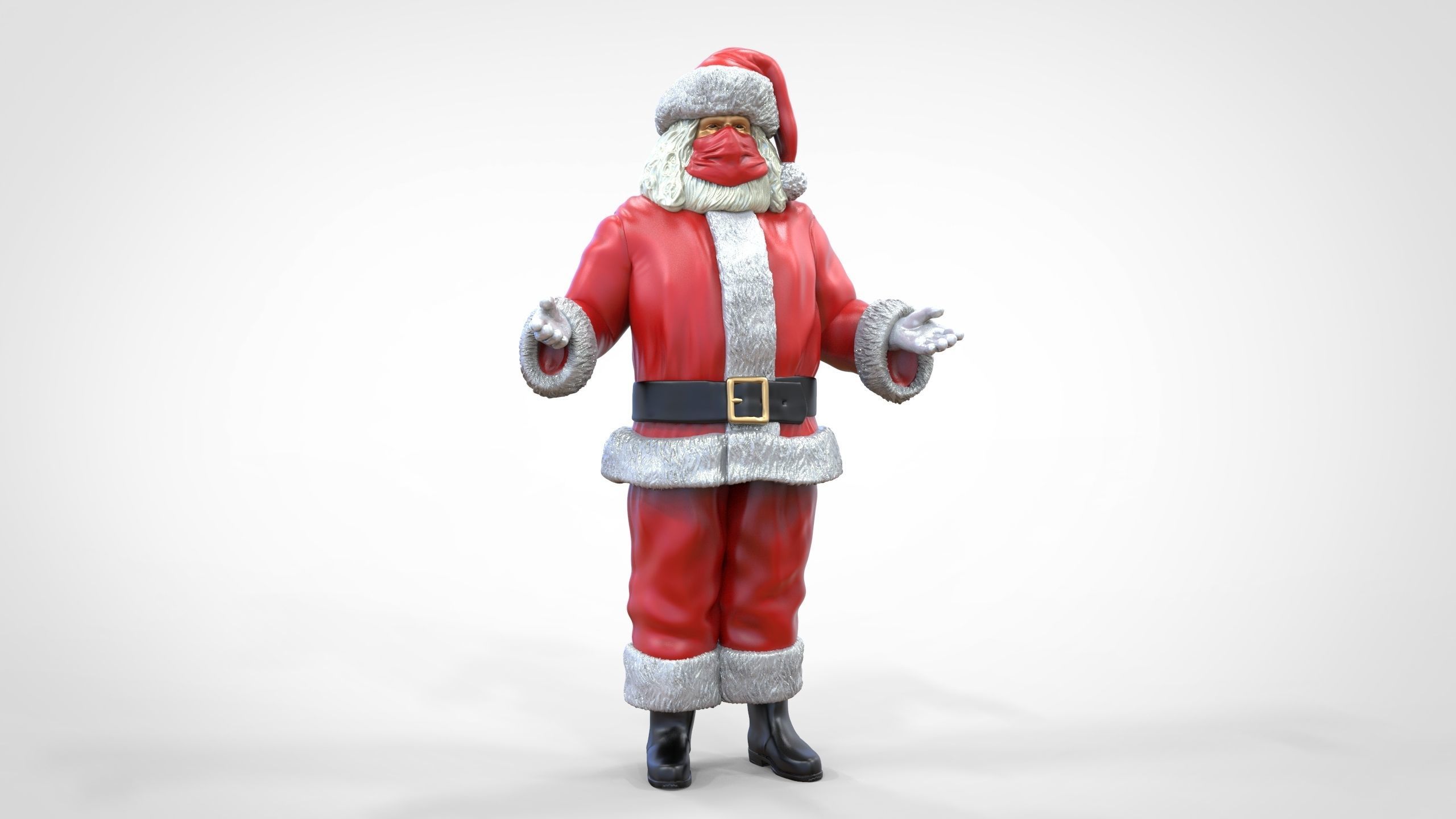 N2 Santa Claus or papa noel  with mask  3D print model_35