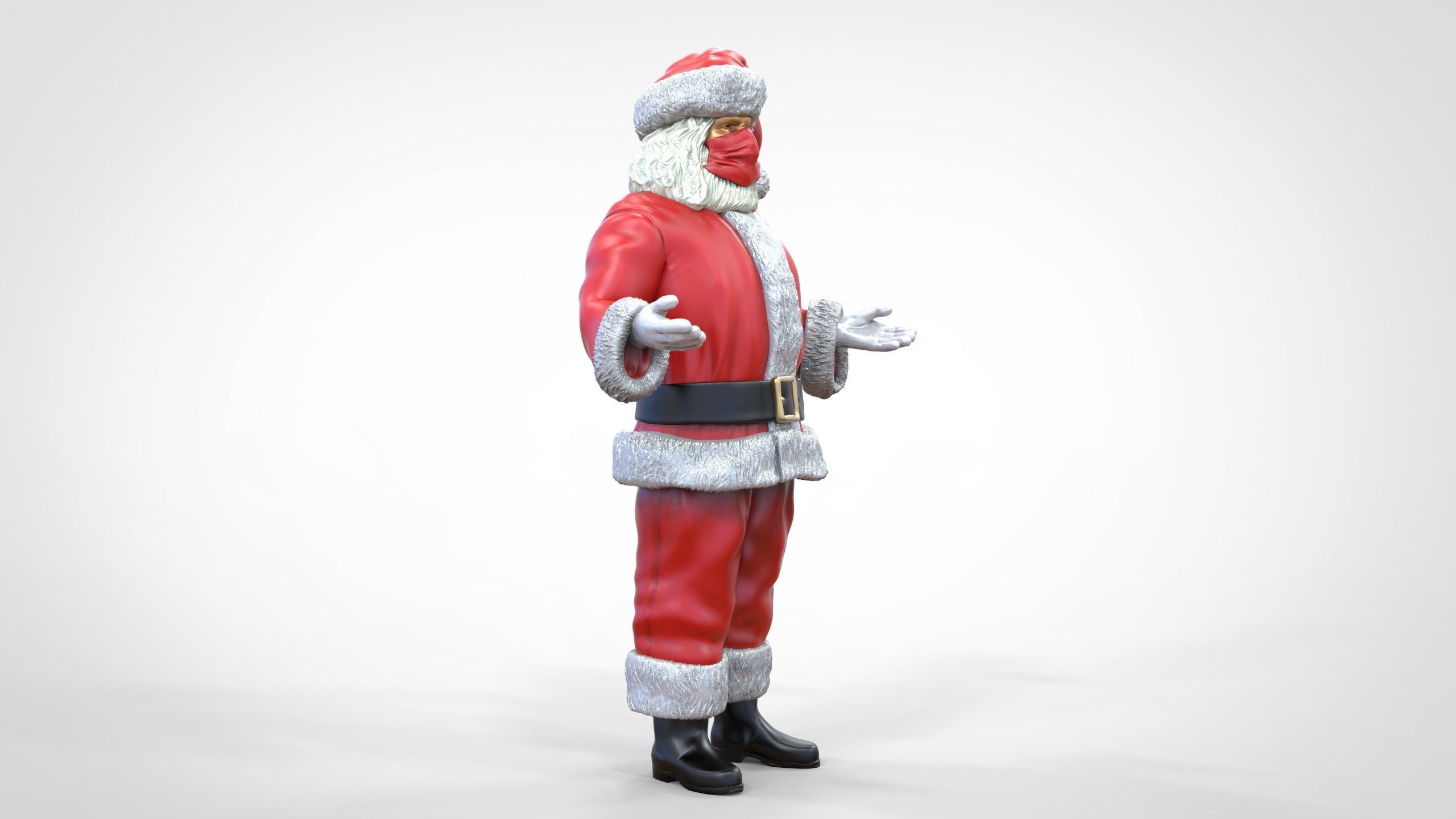 N2 Santa Claus or papa noel  with mask  3D print model_31