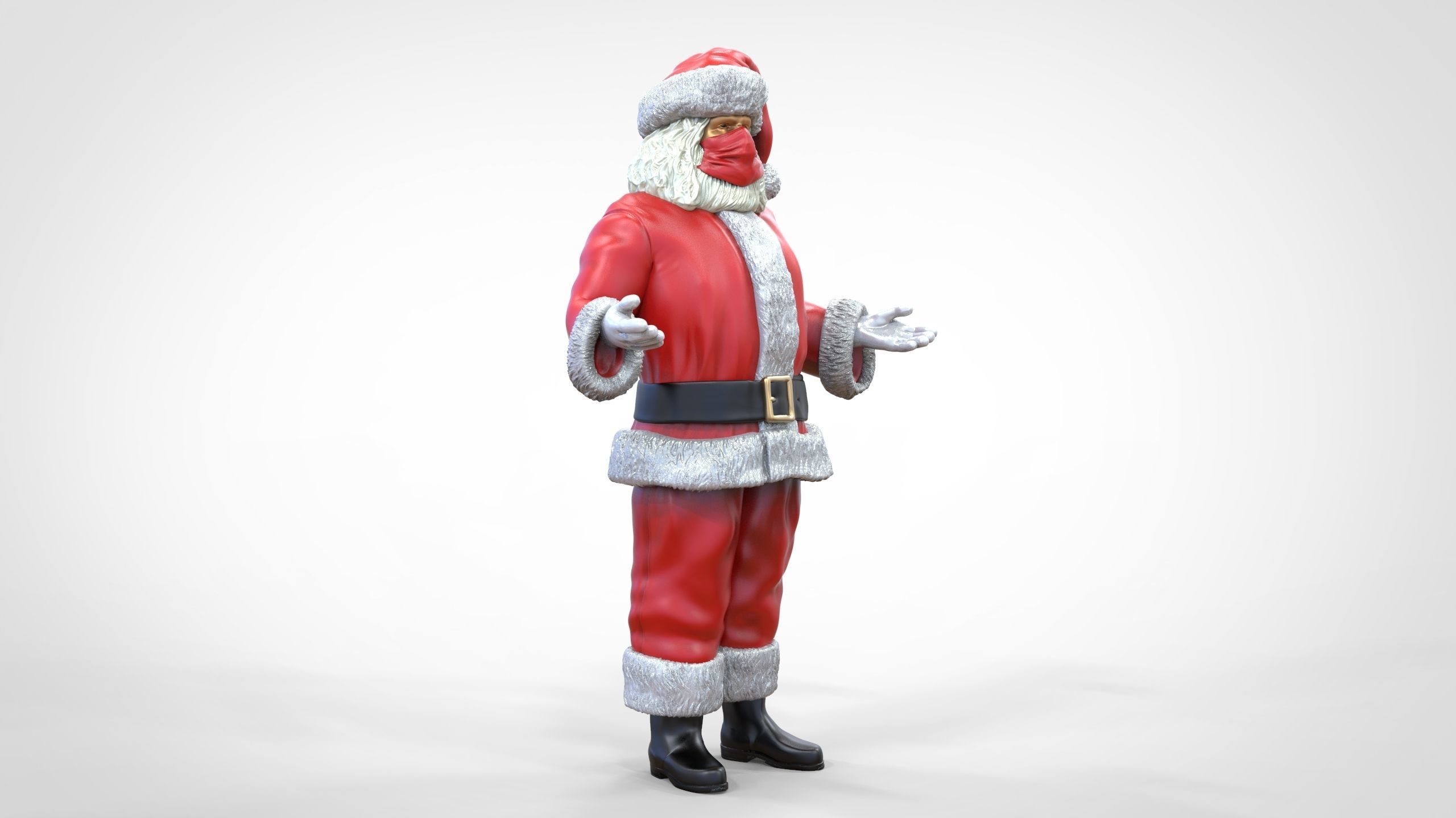 N2 Santa Claus or papa noel  with mask  3D print model_32