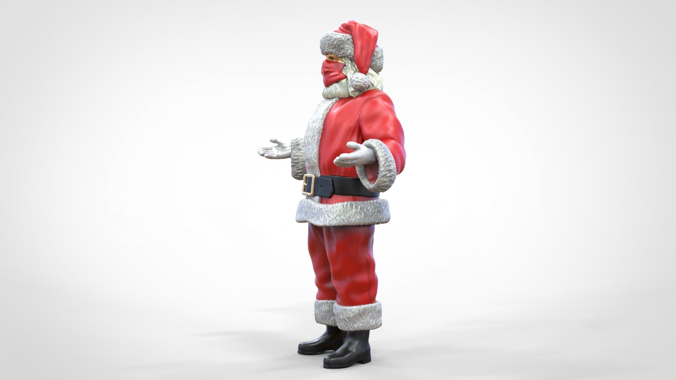 N2 Santa Claus or papa noel  with mask  3D print model_7