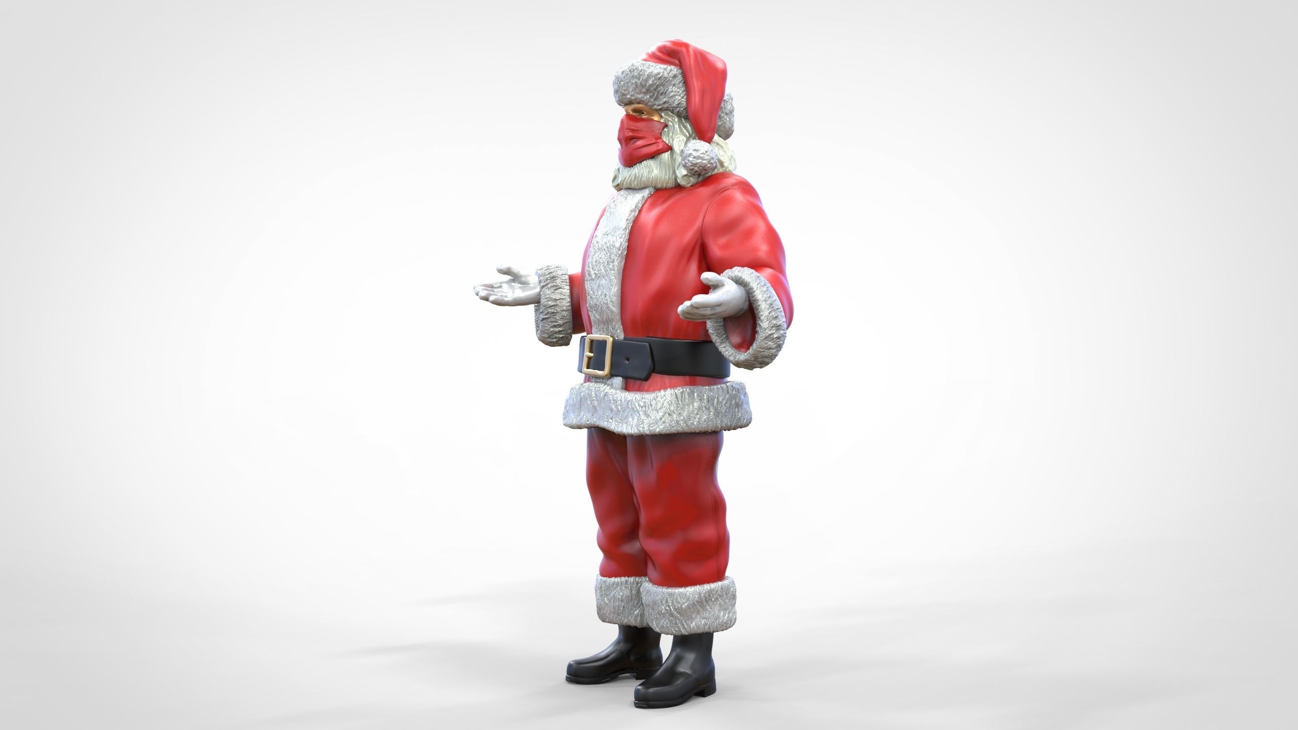 N2 Santa Claus or papa noel  with mask  3D print model_6