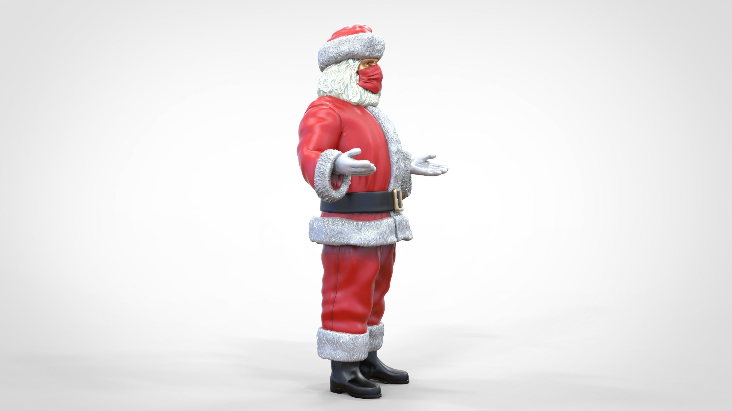 N2 Santa Claus or papa noel  with mask  3D print model_30