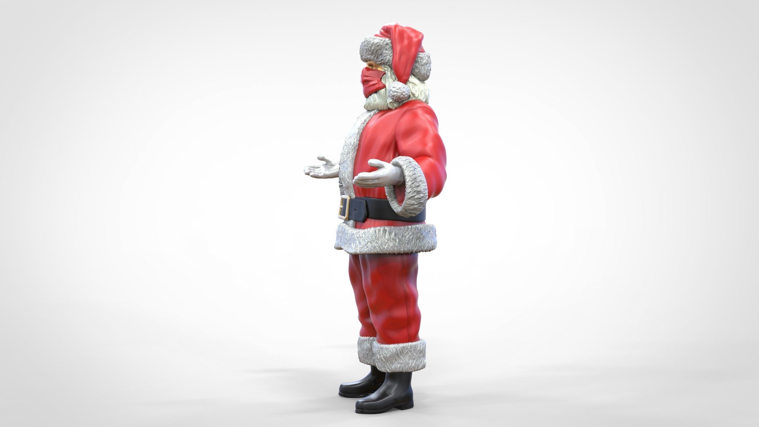 N2 Santa Claus or papa noel  with mask  3D print model_8
