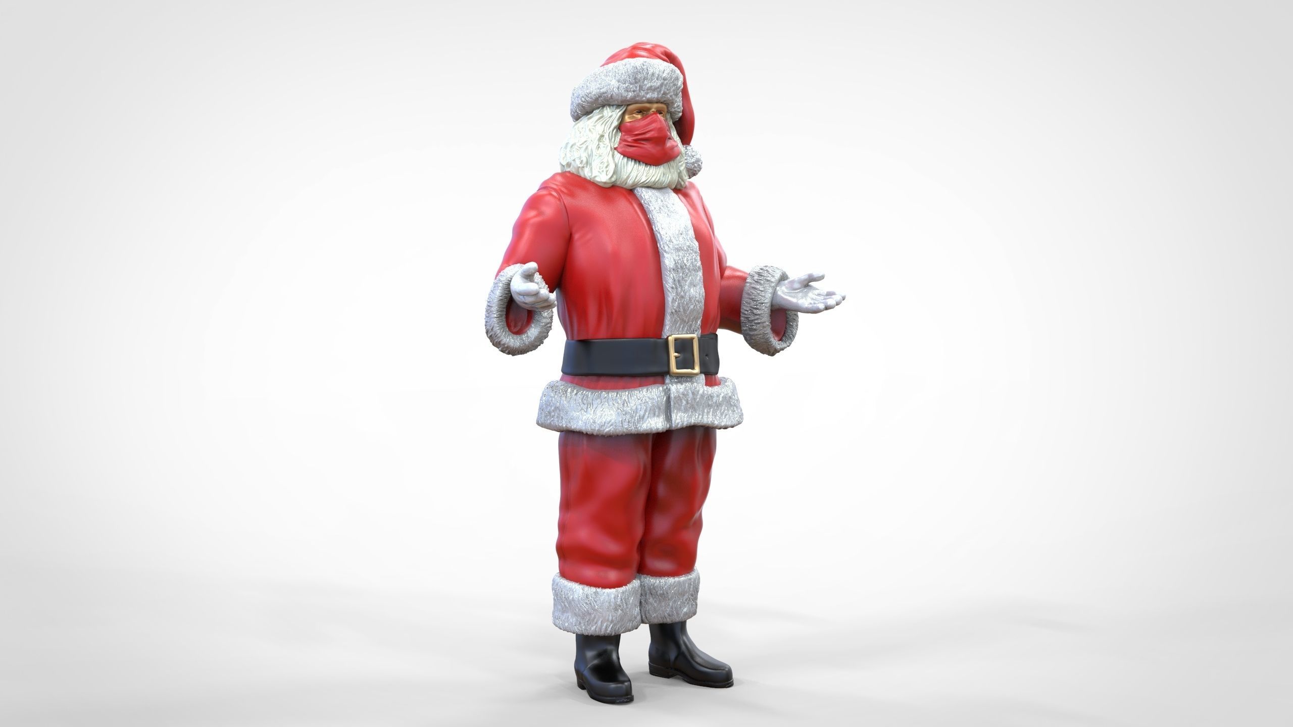 N2 Santa Claus or papa noel  with mask  3D print model_33
