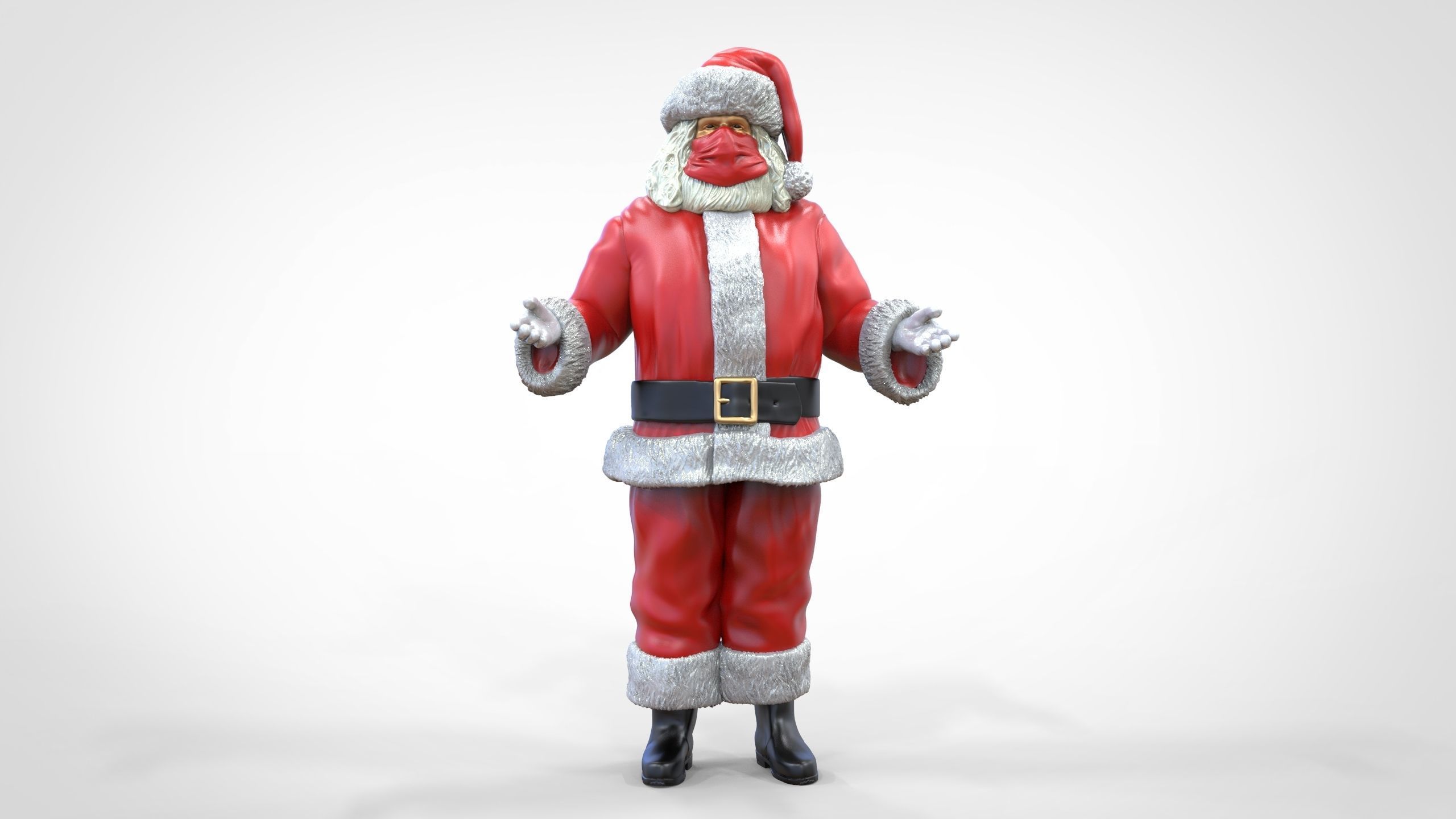 N2 Santa Claus or papa noel  with mask  3D print model_36