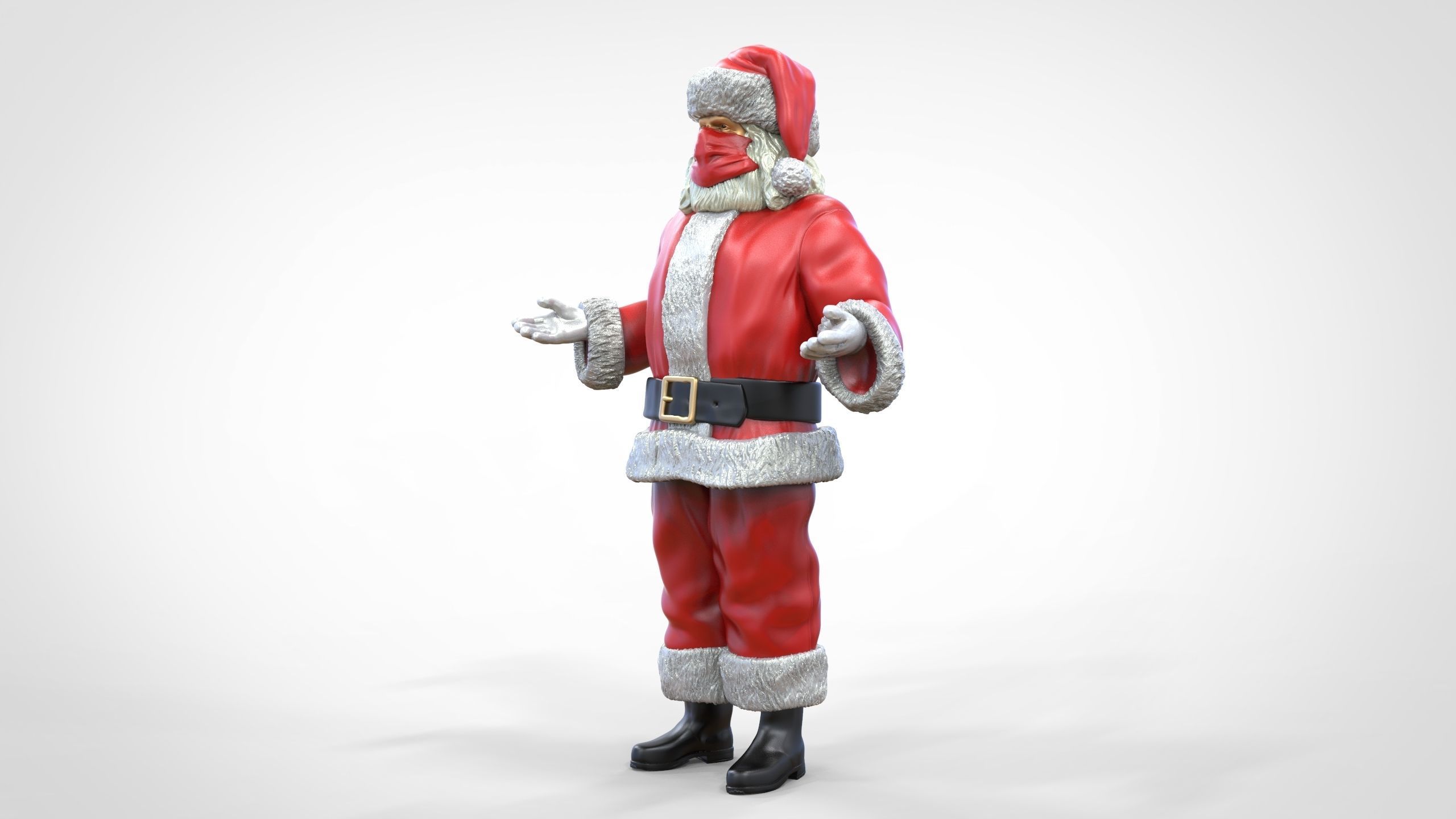N2 Santa Claus or papa noel  with mask  3D print model_5