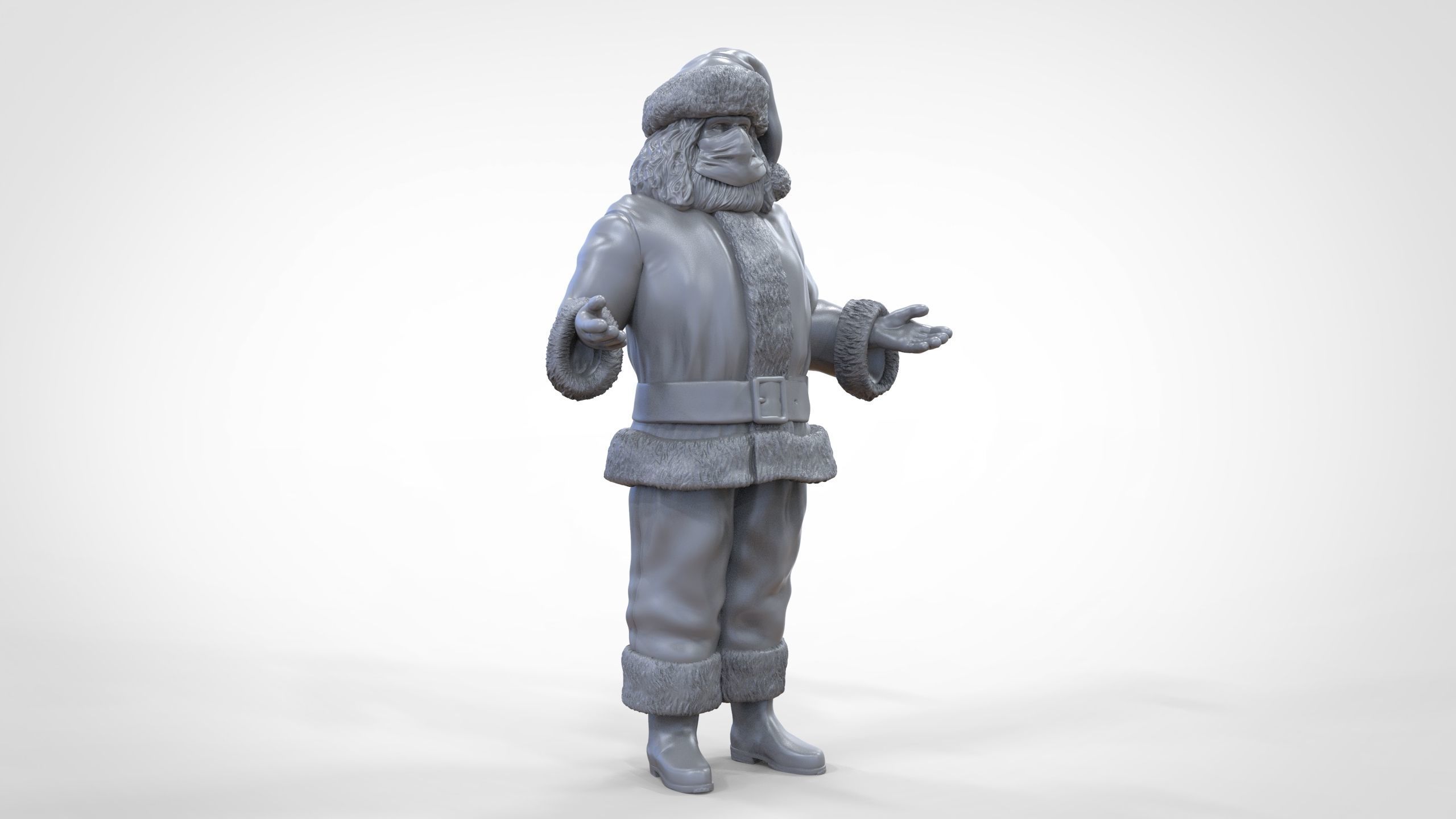 N2 Santa Claus or papa noel  with mask  3D print model_48