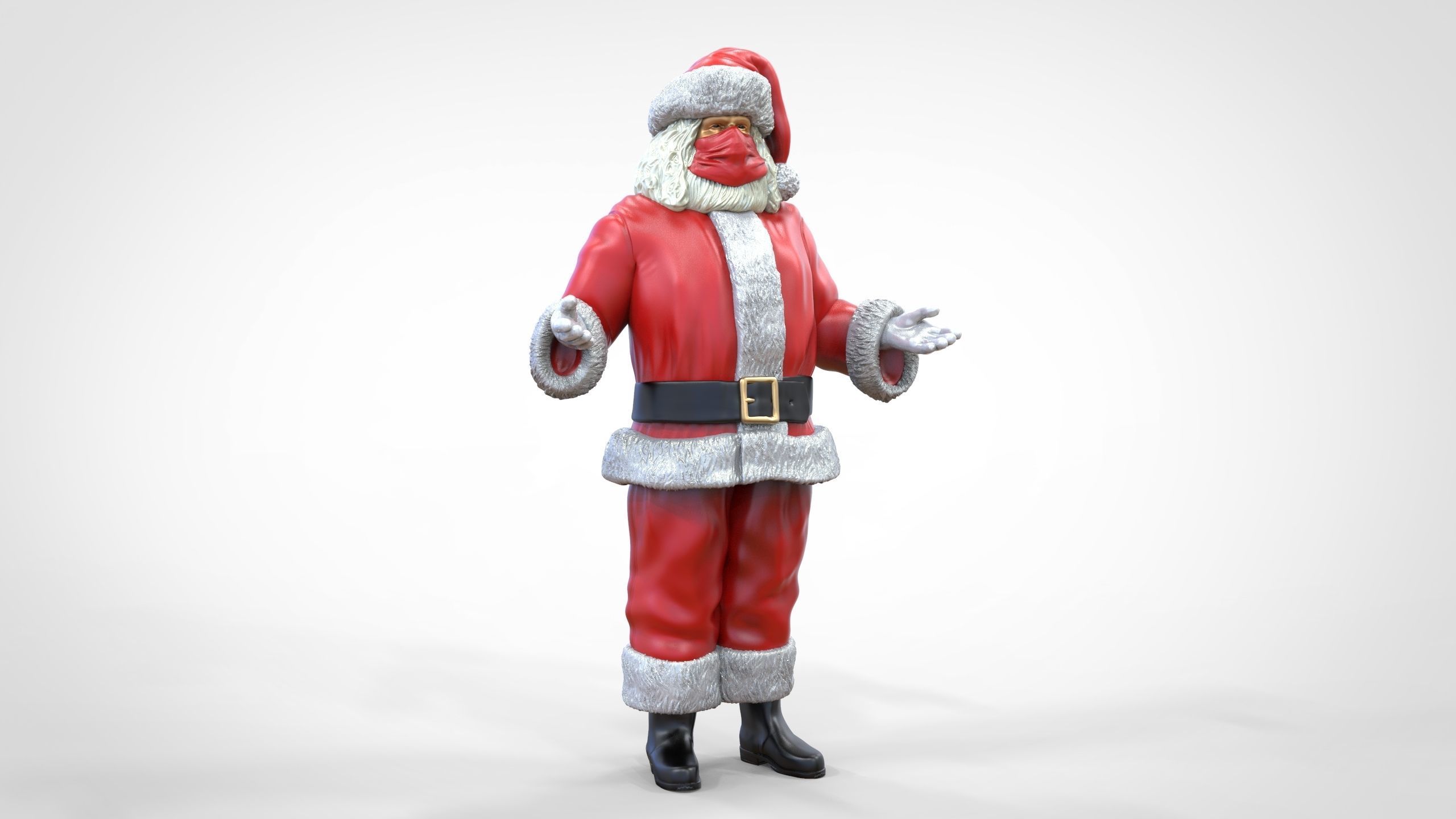 N2 Santa Claus or papa noel  with mask  3D print model_34