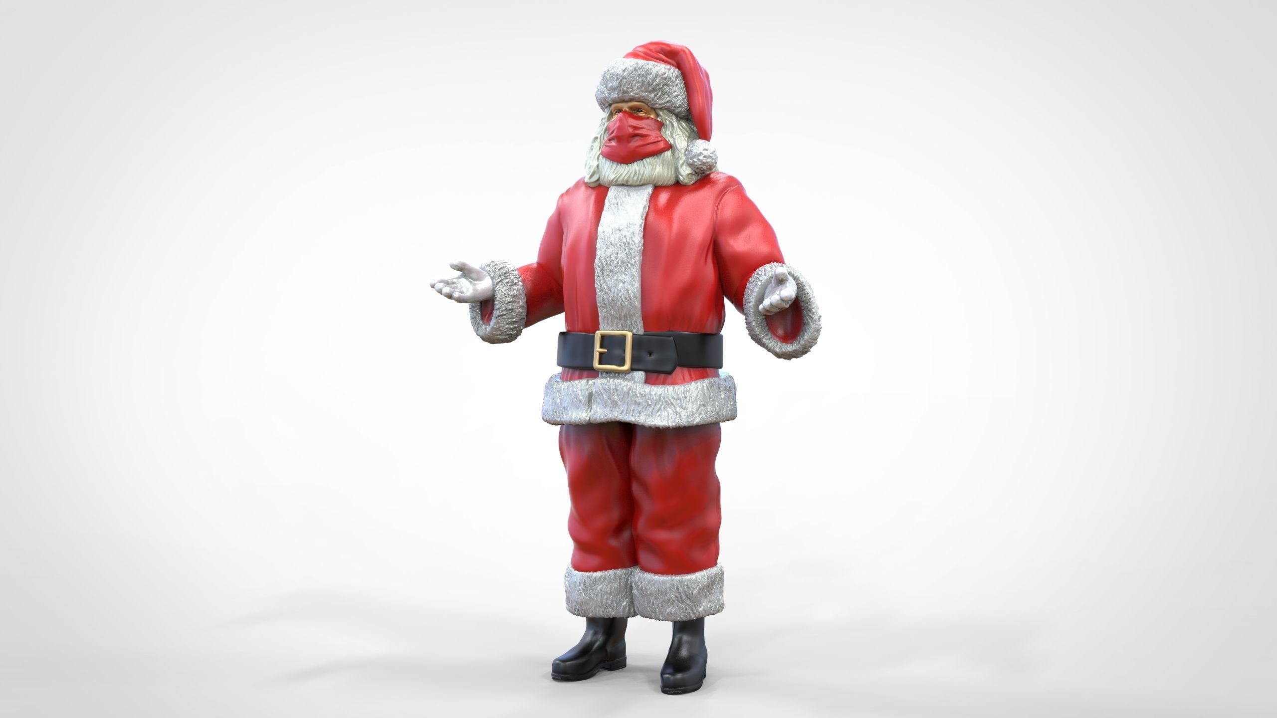N2 Santa Claus or papa noel  with mask  3D print model_3