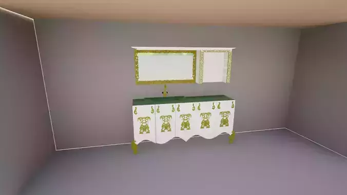 wordrobe bathroom with vanity and mirror