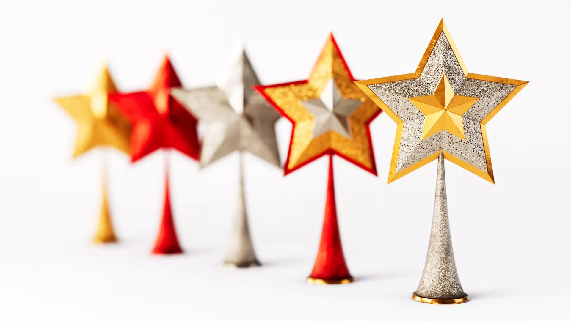 Christmas star v1 with 2 mesh 3 skin and 3 colors all in 4K PBR Low-poly 3D model_0