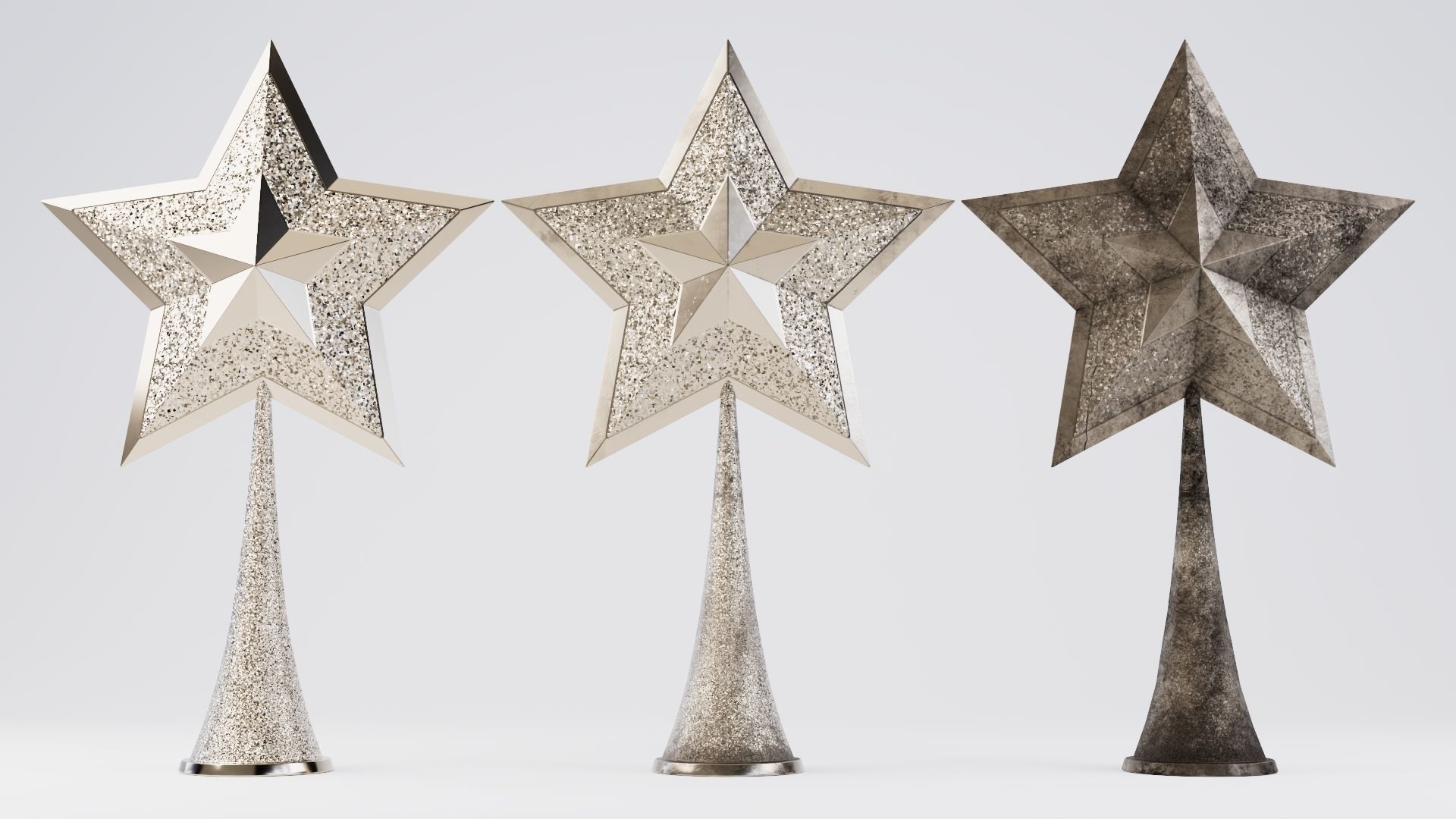 Christmas star v1 with 2 mesh 3 skin and 3 colors all in 4K PBR Low-poly 3D model_4