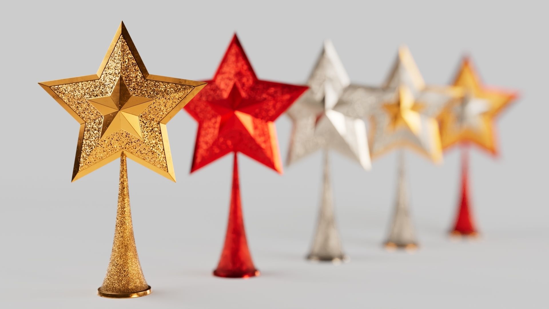 Christmas star v1 with 2 mesh 3 skin and 3 colors all in 4K PBR Low-poly 3D model_6