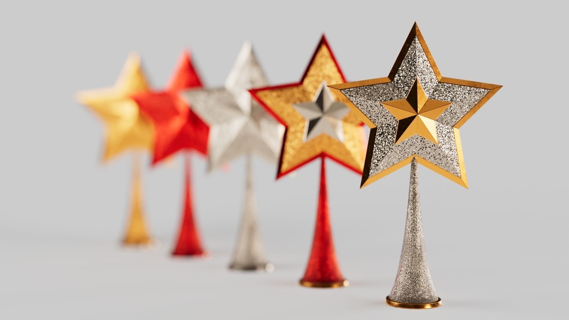 Christmas star v1 with 2 mesh 3 skin and 3 colors all in 4K PBR Low-poly 3D model_2