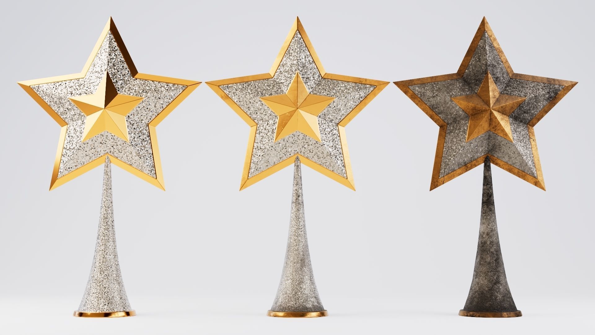 Christmas star v1 with 2 mesh 3 skin and 3 colors all in 4K PBR Low-poly 3D model_8