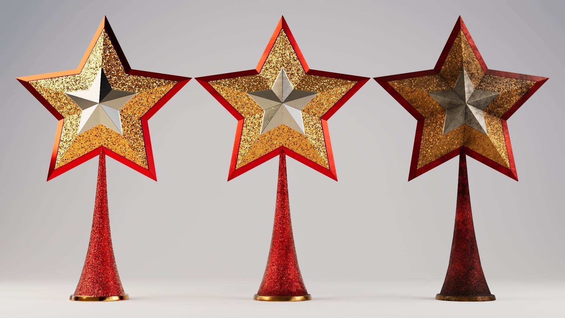 Christmas star v1 with 2 mesh 3 skin and 3 colors all in 4K PBR Low-poly 3D model_5